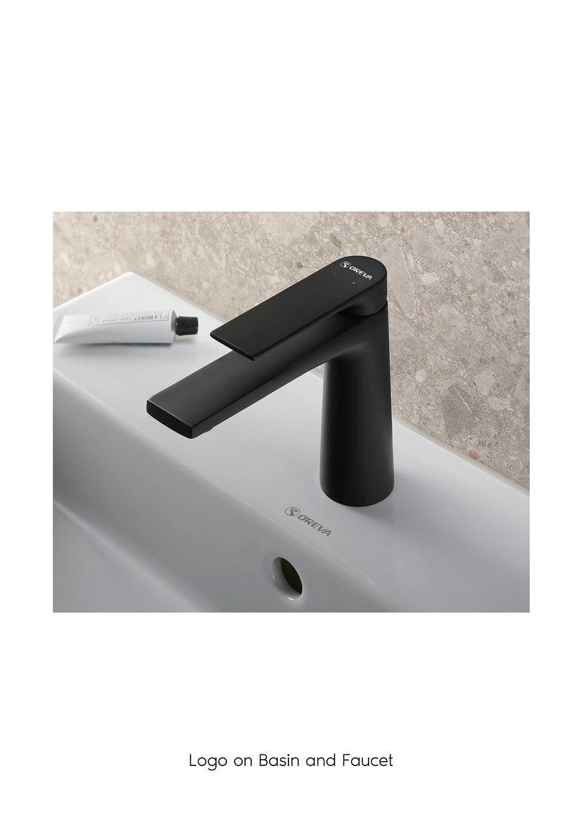 oreva logo on basin and faucet