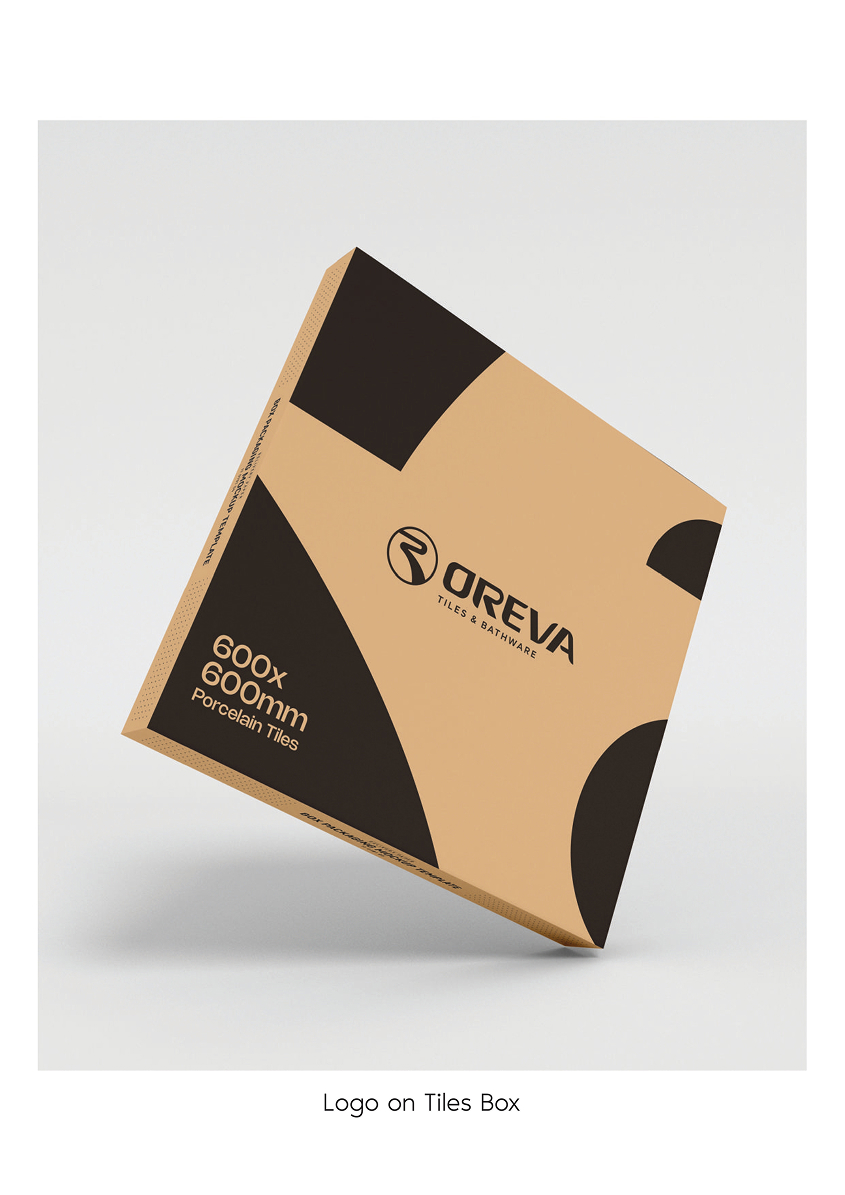 oreva logo on tiles box